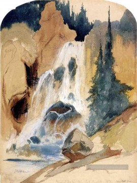 Crystal Falls paysage Thomas Moran montagnes Peinture à l'huile